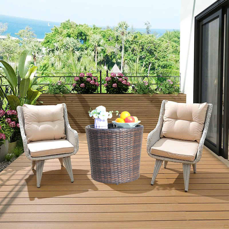 Outdoor Patio Furniture 1 Round Coffee Table, With Tempered Glass