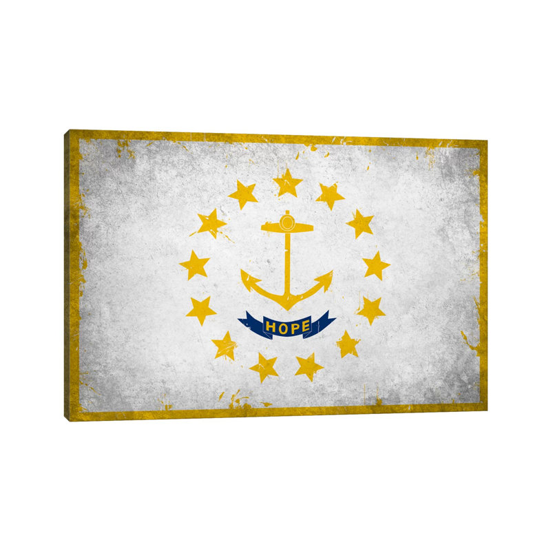 Rhode Island FlagGrunge Painted - Wrapped Canvas Print, 66.04 cm H x 45.72 cm W x 1.91 cm D