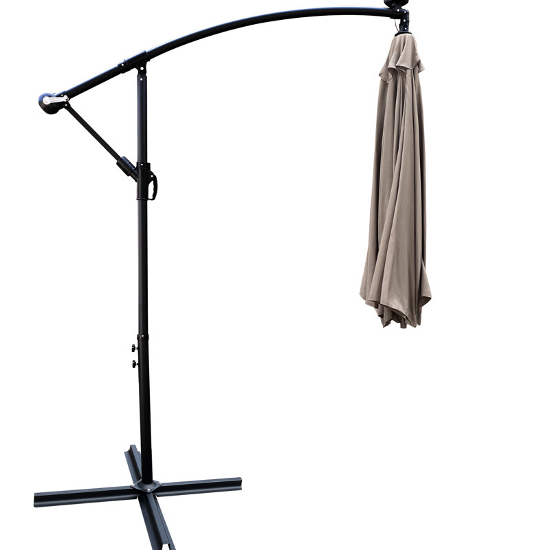 Parasol de patio à énergie solaire 10 pi - 8 nervures, rouille, pour terrasse, jardin, piscine alimentée en eau éclairée 10 pi, terrasse