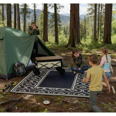 Tapis de patio, tapis d'extérieur réversible, paille de plastique imperméable avec sac de transport