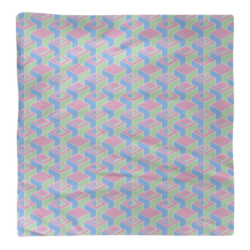 Serviette de table en coton à motif de gratte-ciels à deux couleurs, H 0,1 po x l 22 po x P 22 po, Bleu vert / rose