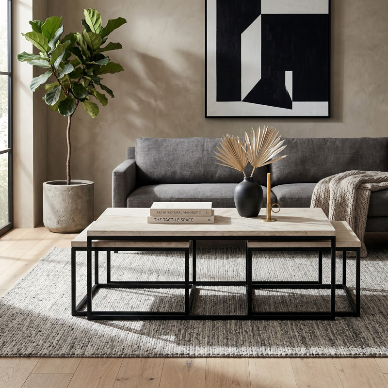 Table basse gigogne Buterbaugh, Ivoire / Noir