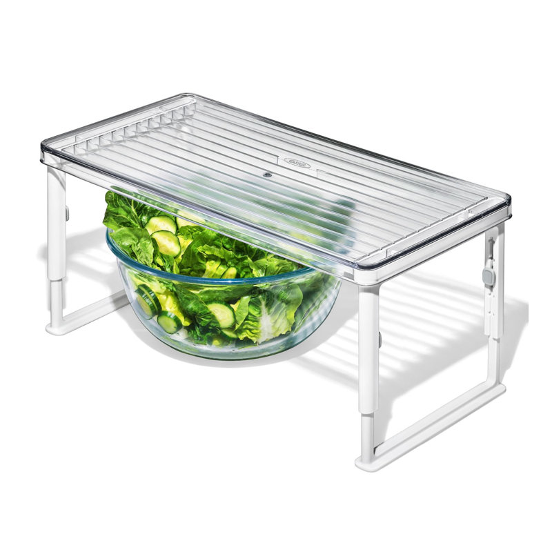 Clear Adjustable Refrigerator Shelf Riser with Non-Slip Feet