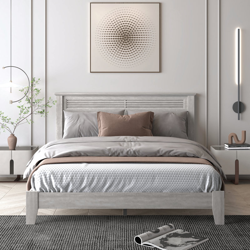 Grand lit plateforme Allyannah, Chêne gris cendré