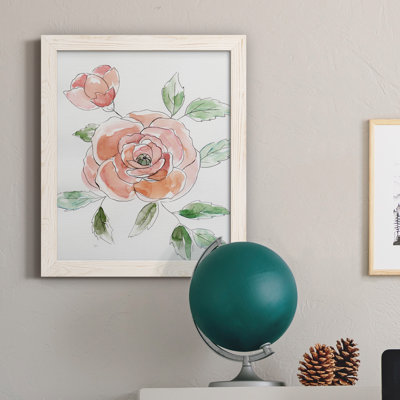 Rose Contour - Peinture sur toile encadrée