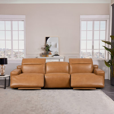 Pluie Genuine Leather 3 Seat Power Recliner Sofa