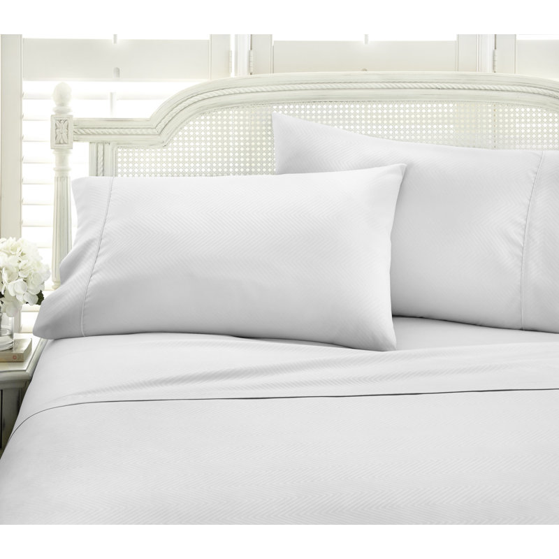 Simply Soft™ Chevron Embossed Bed Sheet Set, White, King