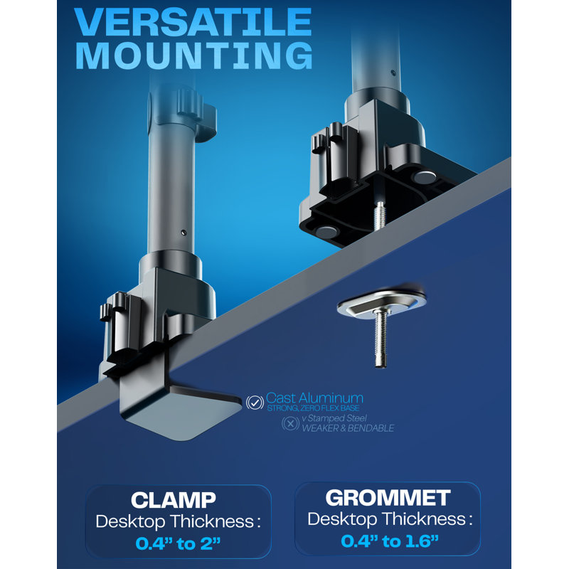 Vivo Pneumatic Arm Dual Ultrawide Monitor Desk Mount For Computer Screens To 49"
