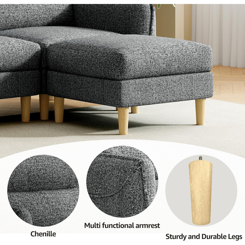 Canapé modulaire convertible 4 pièces 4 pièces, Gris foncé