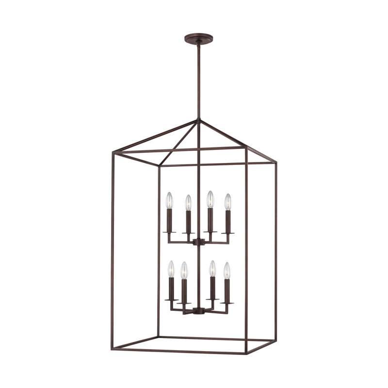 Lustre rectangulaire à 8 lumières Ellis, Non, H 38 po x l 22 po x P 22 po, Bronze
