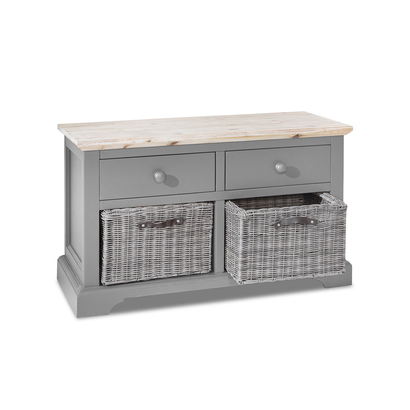 Doria Solid Wood Storage Bench, Dove Grey