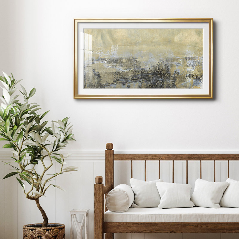 Gold Horizon I - reproduction encadrée de qualité supérieure - prête à être accrochée, H 10,5 po x l 18,5 po x P 1 po, Or