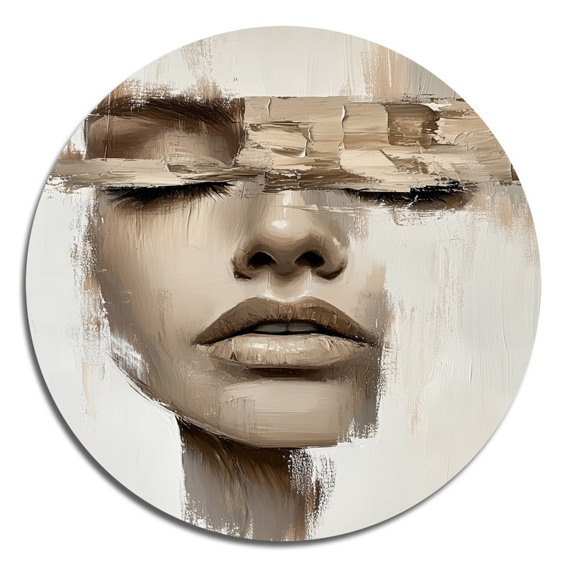 Modern Abstract Woman Face I - Grey Modern Wall Art Print, 23" H x 23" W