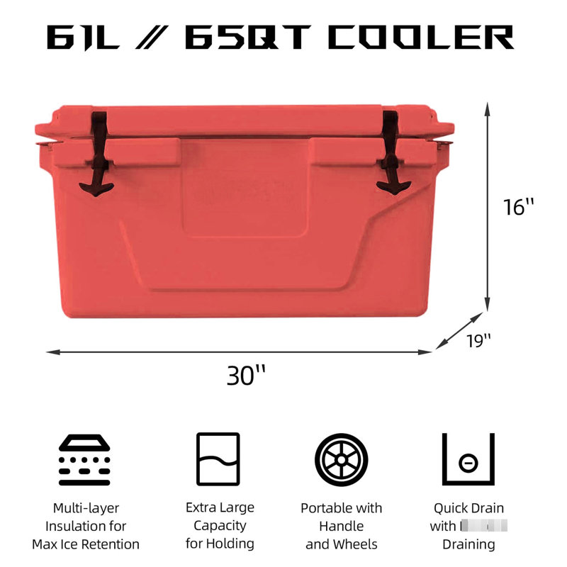 Refroidisseur de pique-nique rouge d'extérieur 65Qt