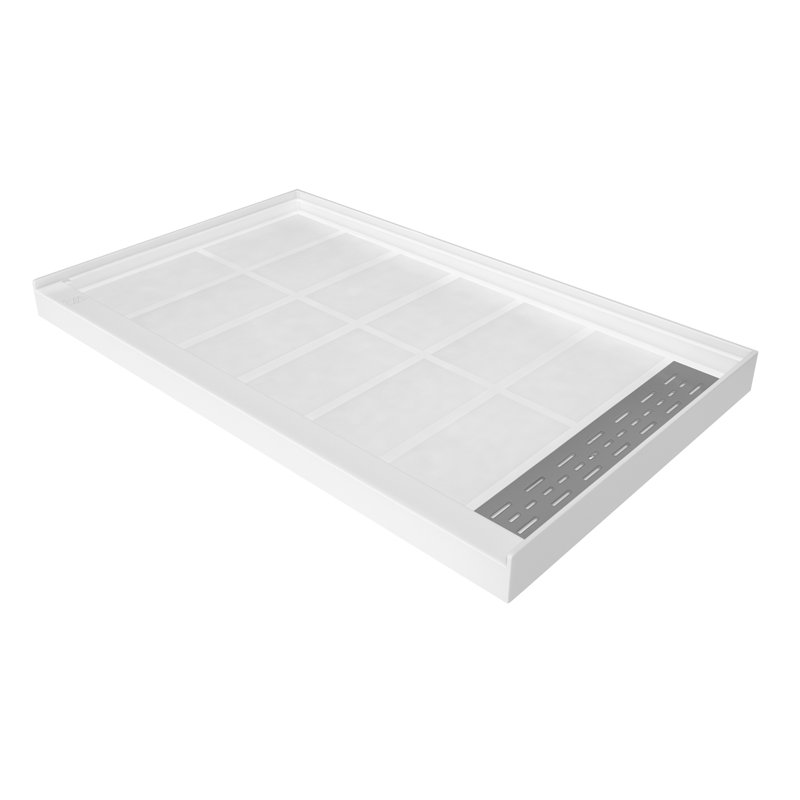 Base de plateau de douche à simple seuil SMC de taille 48/60 po x P 32/36 po avec ensemble de drain, antidérapant, Oui