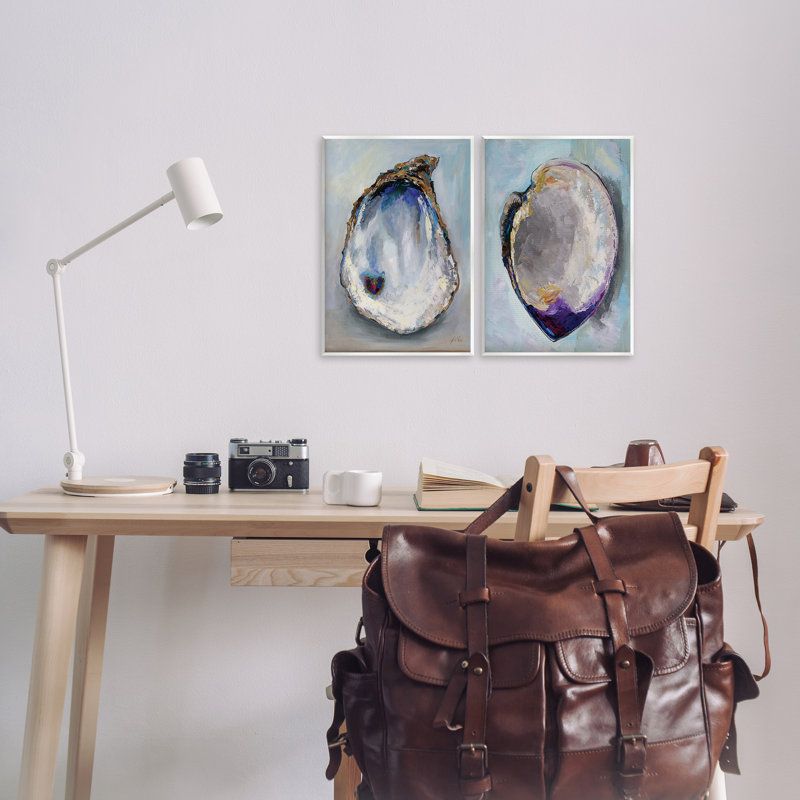 «Open Oyster Clam Shell», ensemble de 2 plaques murales par Jeanette Vertentes