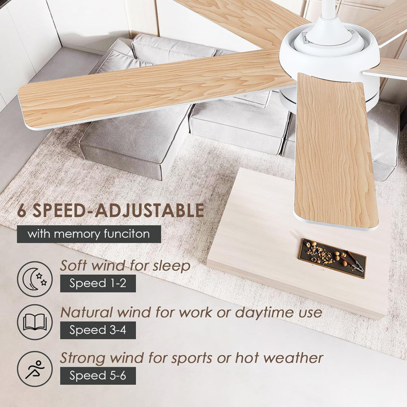 46" Modern Ceiling Fan With Lights And Remote Control, White