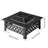 Square Black Wrought Iron Wood Burning Fire Pit, Diamond Lattice Cutout Outdoor Fire Table with Pyramid Mesh Spark Screen & Metal Fire Poker, Multi-functional Fire Bowl for Backyard, Lawn, Garden Camping & Family Gatherings