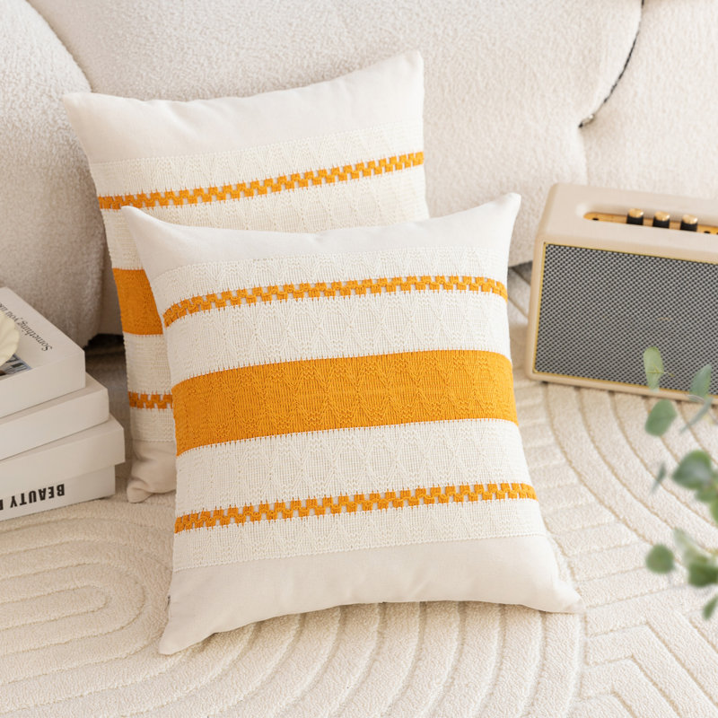 Housse de coussin Barossa, Jaune moutarde, Carré 18 po