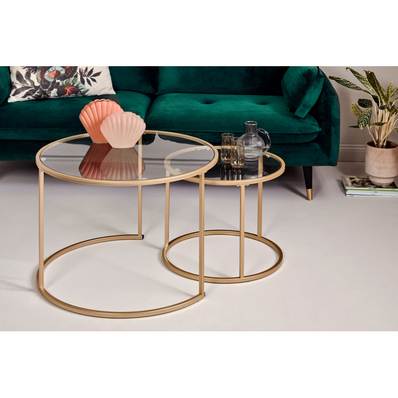 Adira 2 - Piece Living Room Table Set, Marble White, Gold
