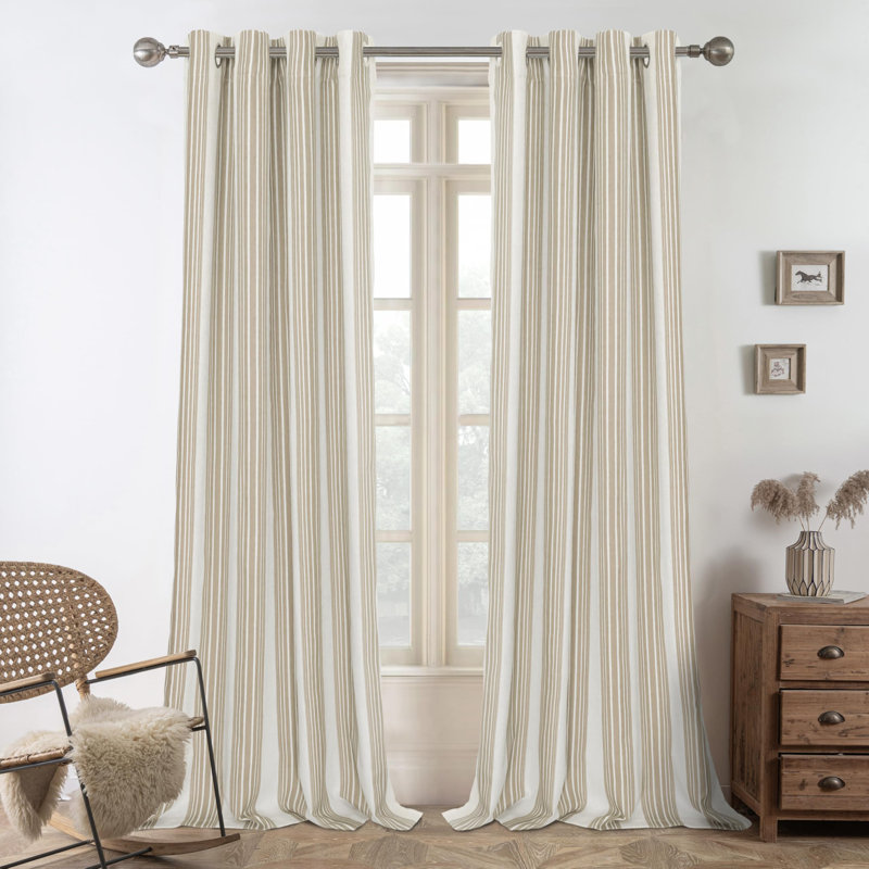 Romelia Saki Print Room Darkening Grommet Curtain Panel, 52" W x 72" L, Camel Beige