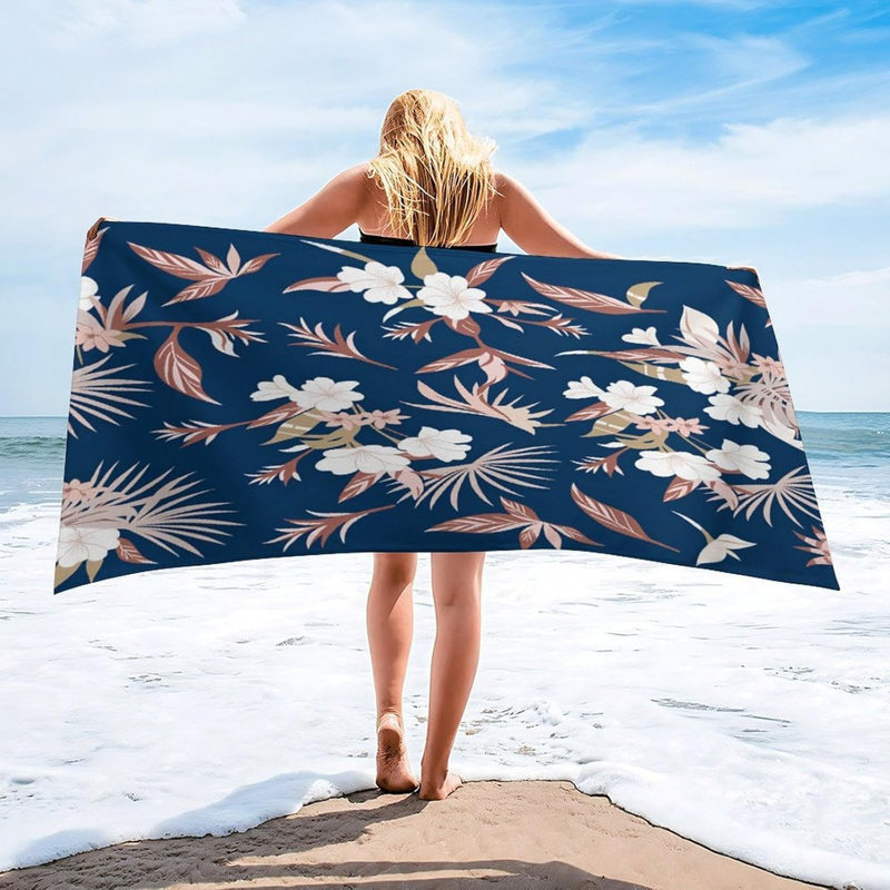 Floral Tropical Leaves Pattern Bath Towels Super Absorbent Soft Oversized Beach Towel for Bathroom Pool,Outdoor Camping,Beach,Travel 32" X 63"