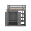 Lit mezzanine double en bois avec garde-robe intégré, tablettes et éclairage à DEL-1749410975