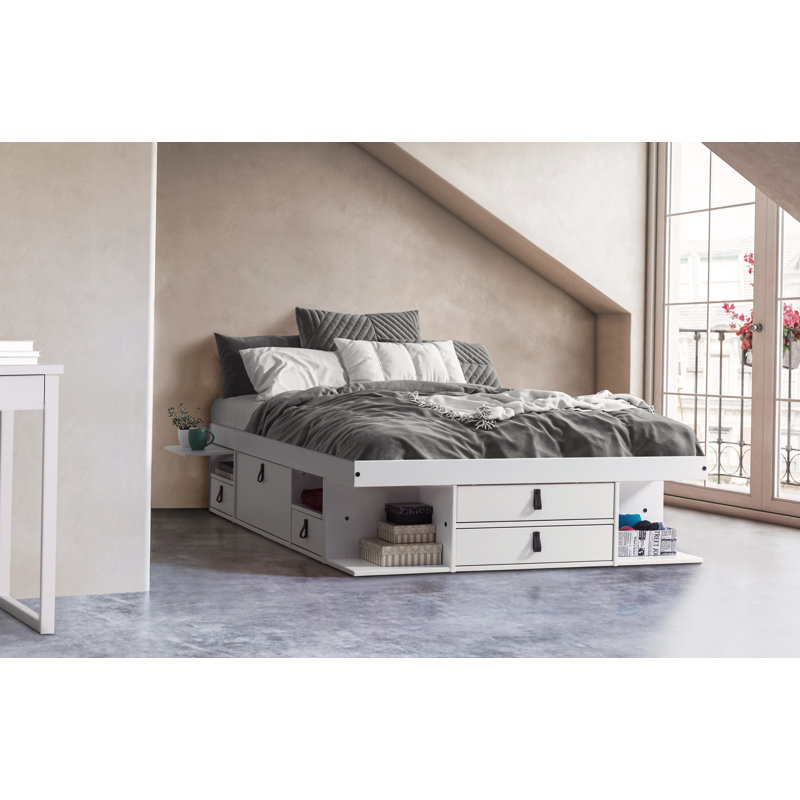 Pharr Bookcase Storage Bed, Queen, White