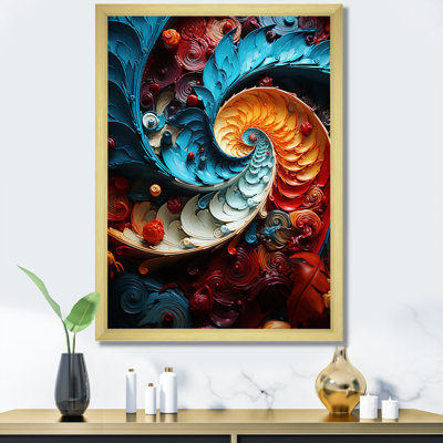 Blue And Red Volcano Spiral Of Lava - Abstract Spirals Wall Art