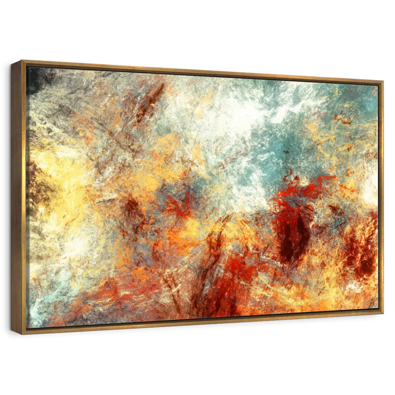 Frozen Fire Madiun, Cadre flottant doré, 37 po x 25 po