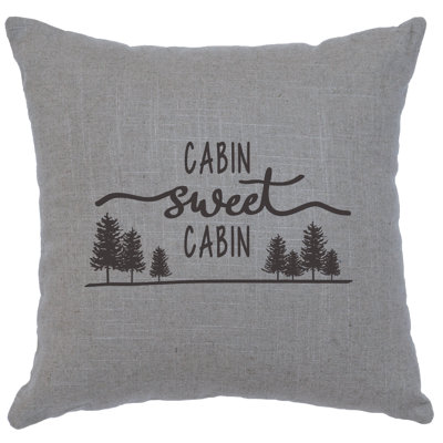 Wooded River Image Pillow - Sweet Cabin - Linen Gray