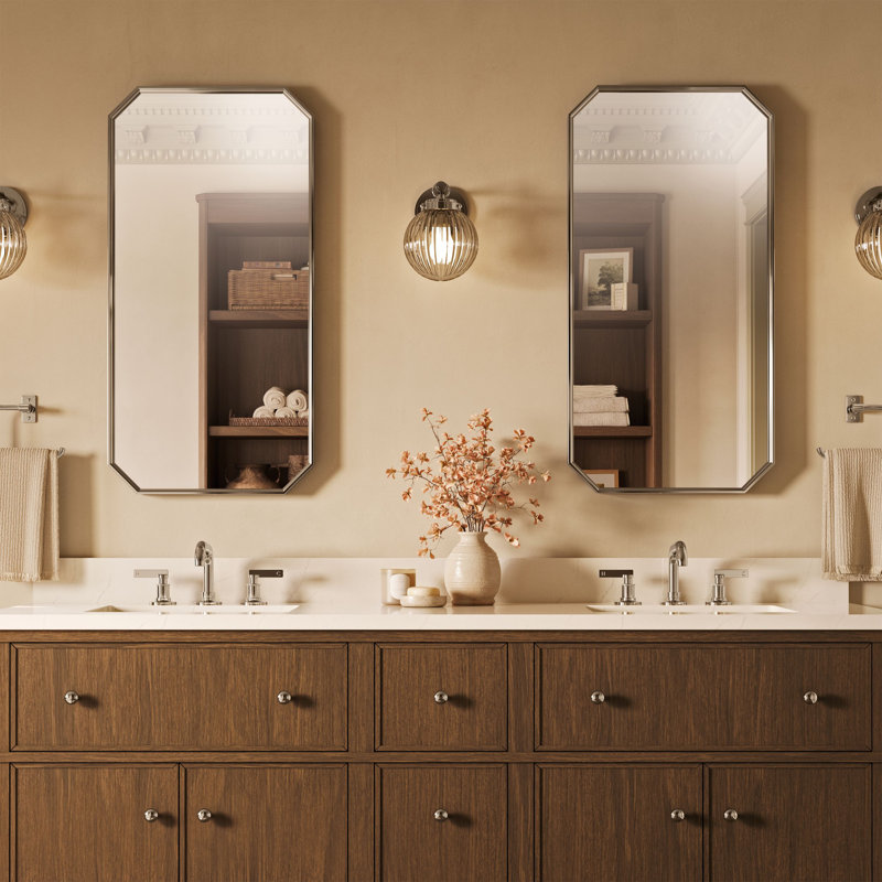 Claude by Studio McGee 18" X 36" Rectangular Framed Mirror, Vibrant Polished Nickel, 36.36" x 18.37"