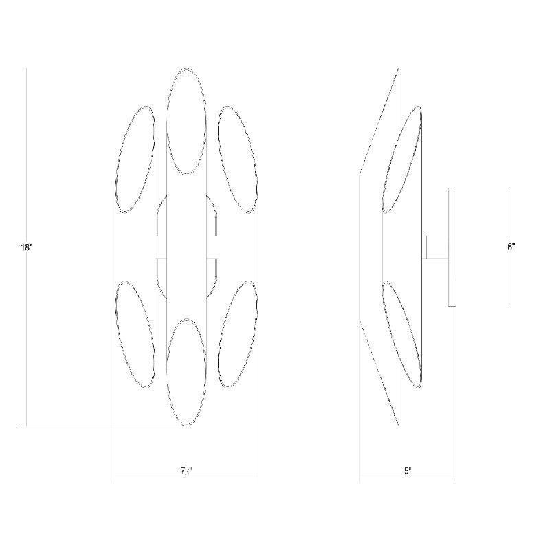 Chimes 6 - Light LED Wallchiere, Satin Brass