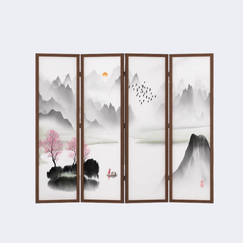 Neo-Chinese Ink Art Screen, 70.86" H x 70.86" W x 1.37" D