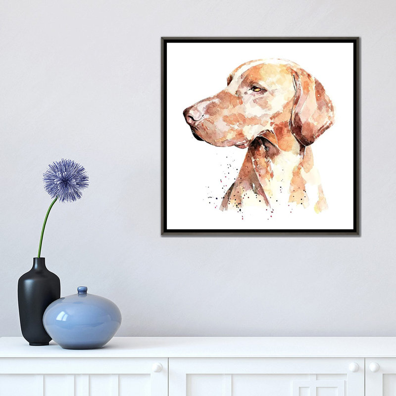 Vizsla a Penny for Your pensé par EdsWatercolours - impression, H 18 po x l 18 po x 1,5 po, Pas de tapis