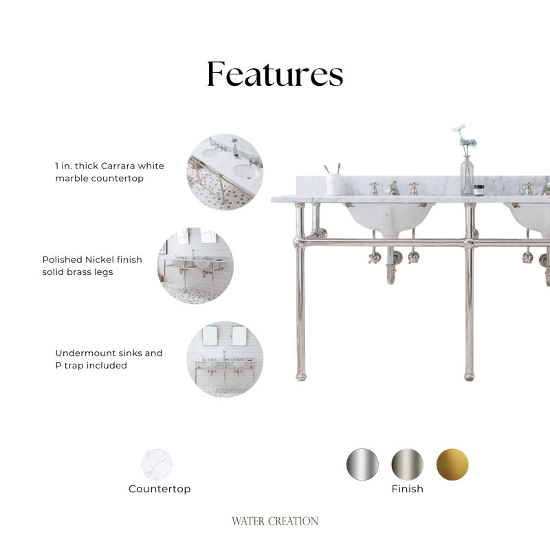 Embassy 33" Tall Stone Oval Console Bathroom Sink with Overflow, Polished Nickel