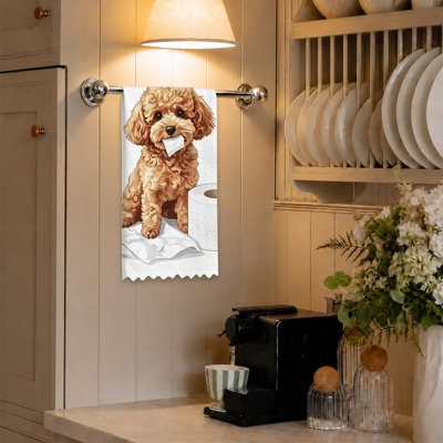  Microfiber Kitchen Towels, Absorbent Reusable Dish Cloths, Fade Resistant Decorative,16"x24",Brown Poodle Toilet Paper