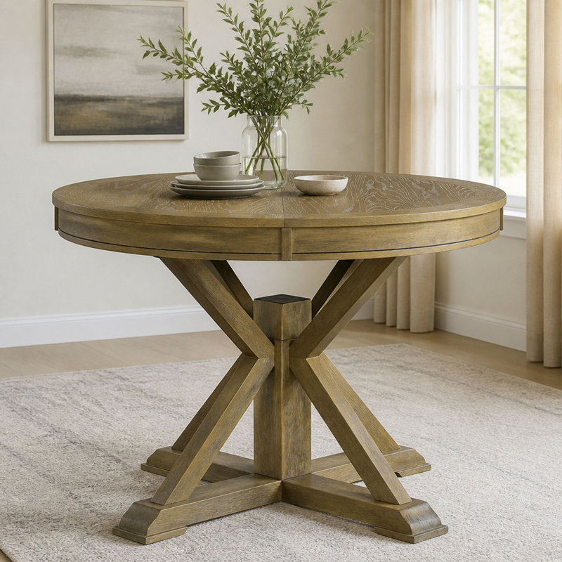 with Solid Wood Base Dining Table