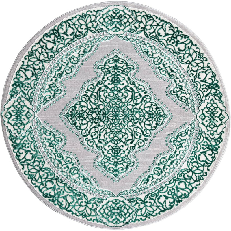 Carenda Floral Area Rug, Round 120cm