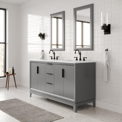 Meuble-lavabo de comptoir en marbre blanc 60 "Elizabeth de Elizabeth avec miroir Elizabeth