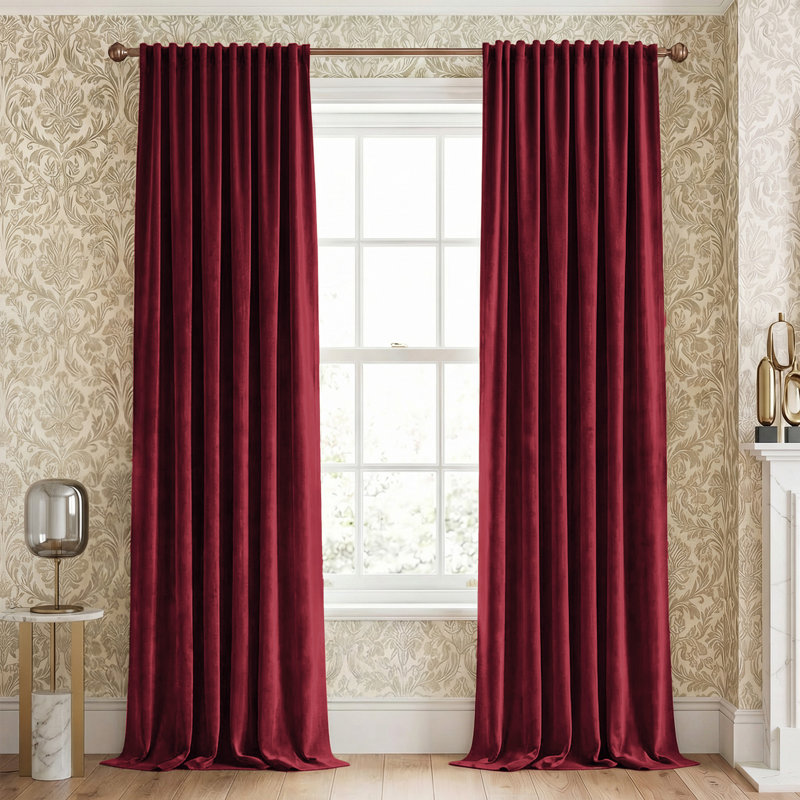  Velvet Blackout Curtains for Living Room, Thermal Insulated Luxury Drapes for Bedroom, Room Darkening Back Tab Velvet Window Treatments