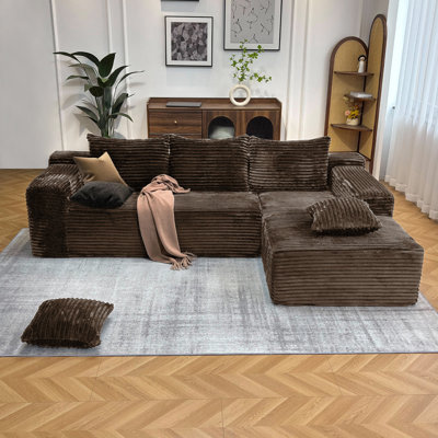 Rabbit Plush Modular Sectional Sofa, High - Resilience Sponge Filled, Frameless And Legless Design by Everly Quinn