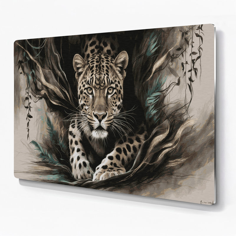 «Big Cats», art mural noir léopard sri-lankais, H 24 po x l 36 po