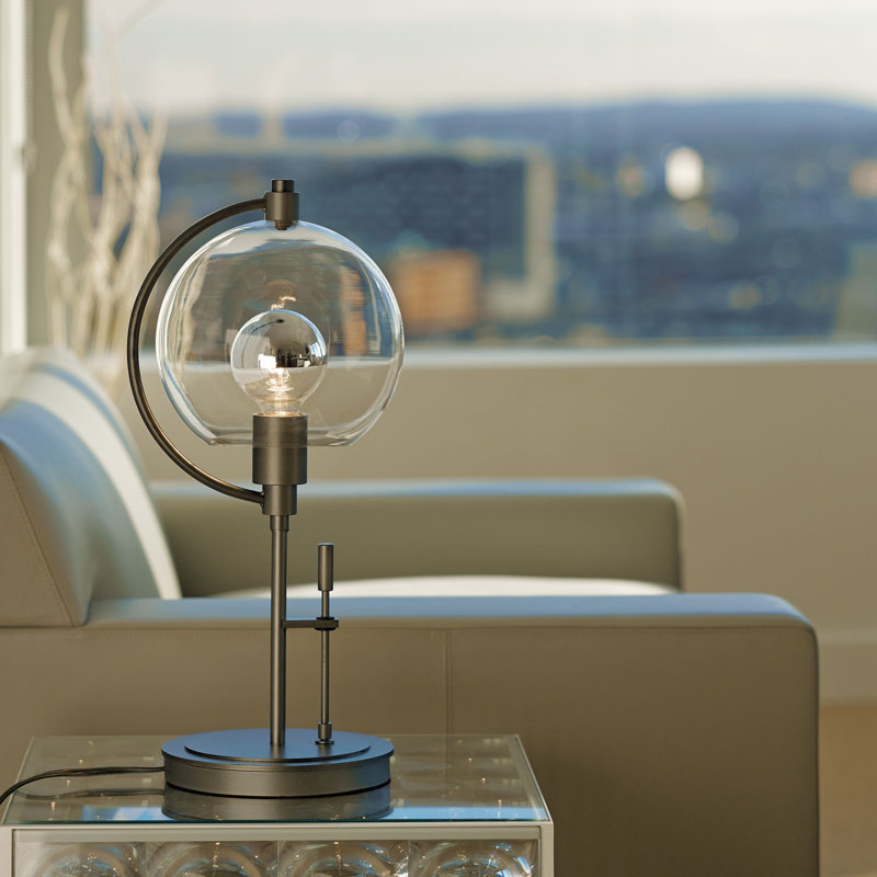 Pluto 19.3" Table Lamp, Opal, Oil Rubbed Bronze