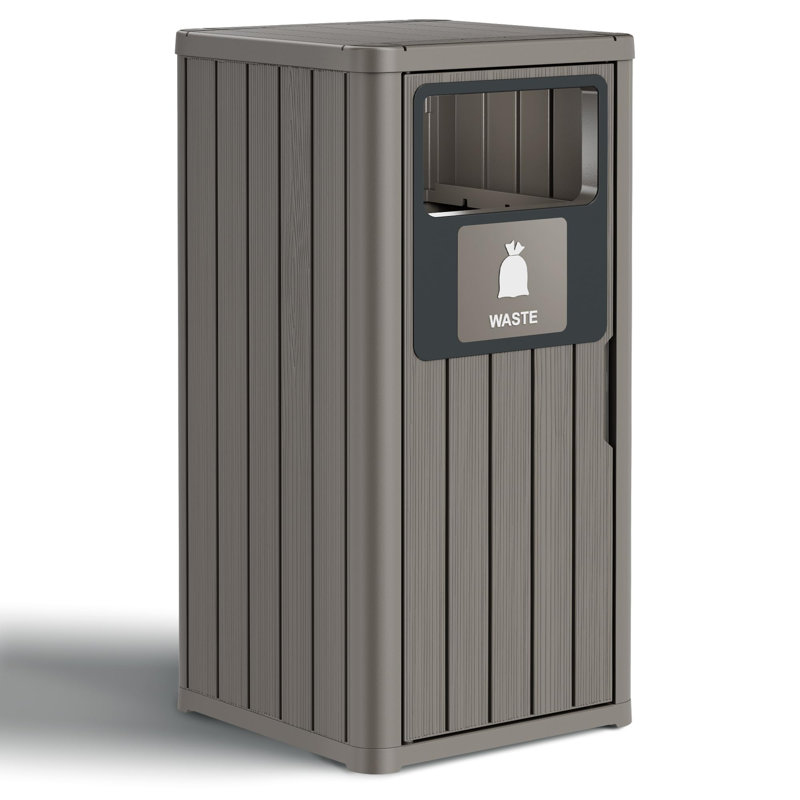 22 Gallon Waterproof Resin Outdoor Trash Can, Patio Garbage Bin for Garden, Yard, Deck