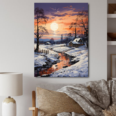 Winter Sunset Snowfall III, reproduction d'art sur toile