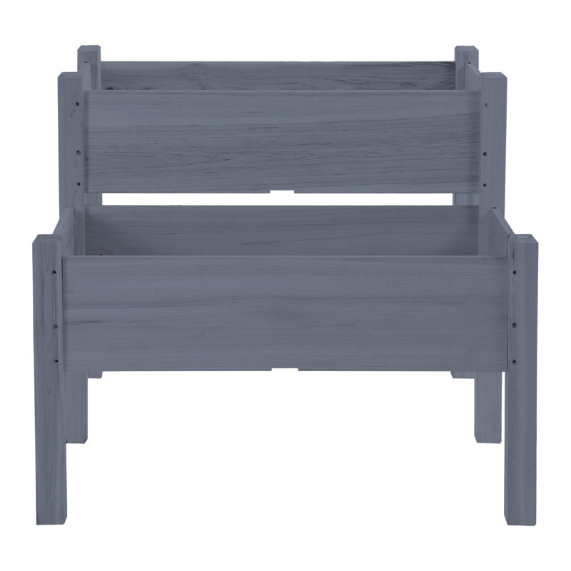 Raised garden bed with two planters, Gray