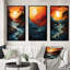 «Sunset Ocean Horizons», 3 pièces sur toile-98522673-98522676