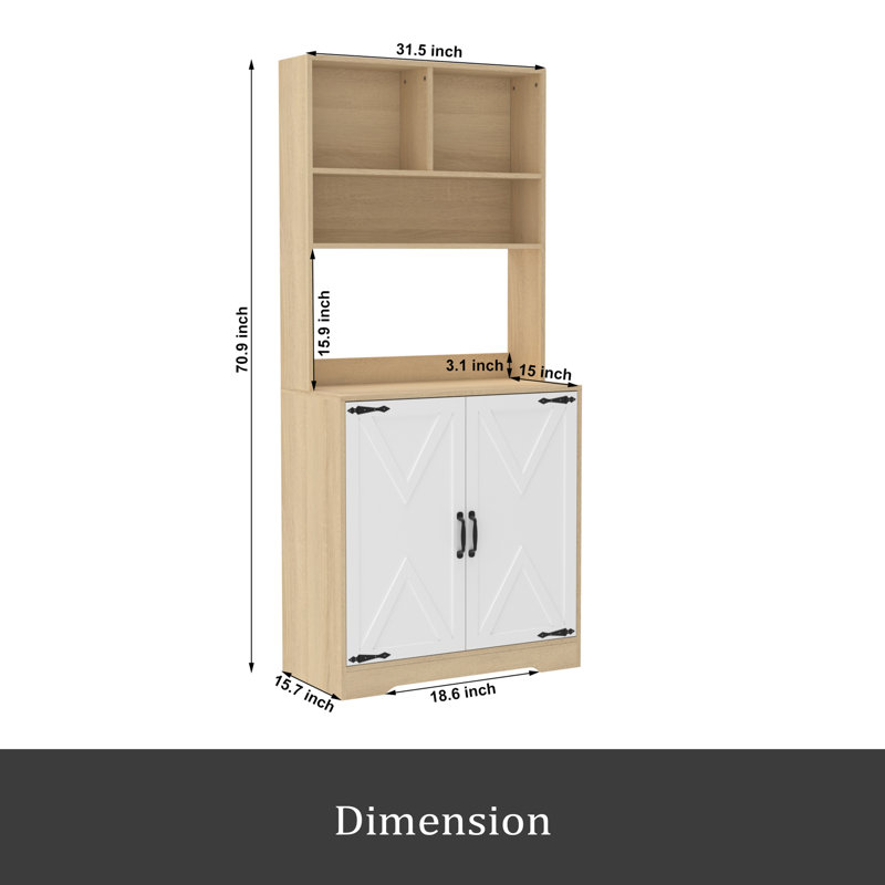 Garde-manger avec 2 portes, garde-manger moderne à 3 niveaux avec tablettes, garde-manger autoportant, garde-manger pour la cuisine, la salle à manger