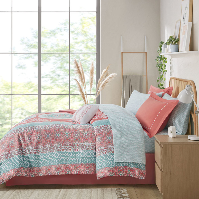 Édredon pour lit simple TG, Édredon pour lit simple TG + 8 pièces supplémen, Corail
